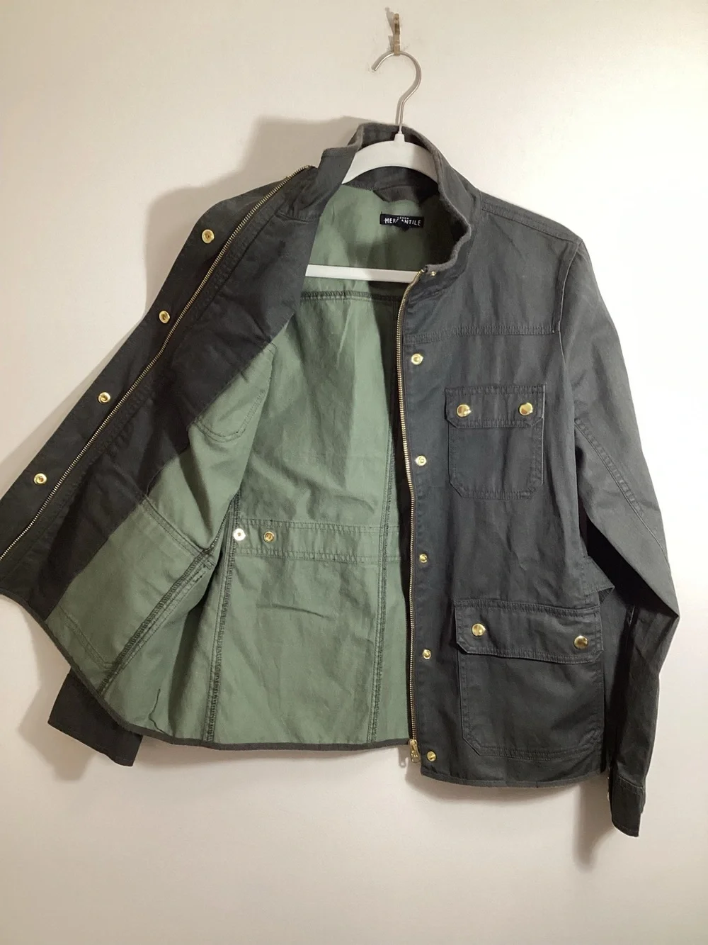 J. Crew Utility Field Jacket M Cotton Canvas Green oversized NWOT